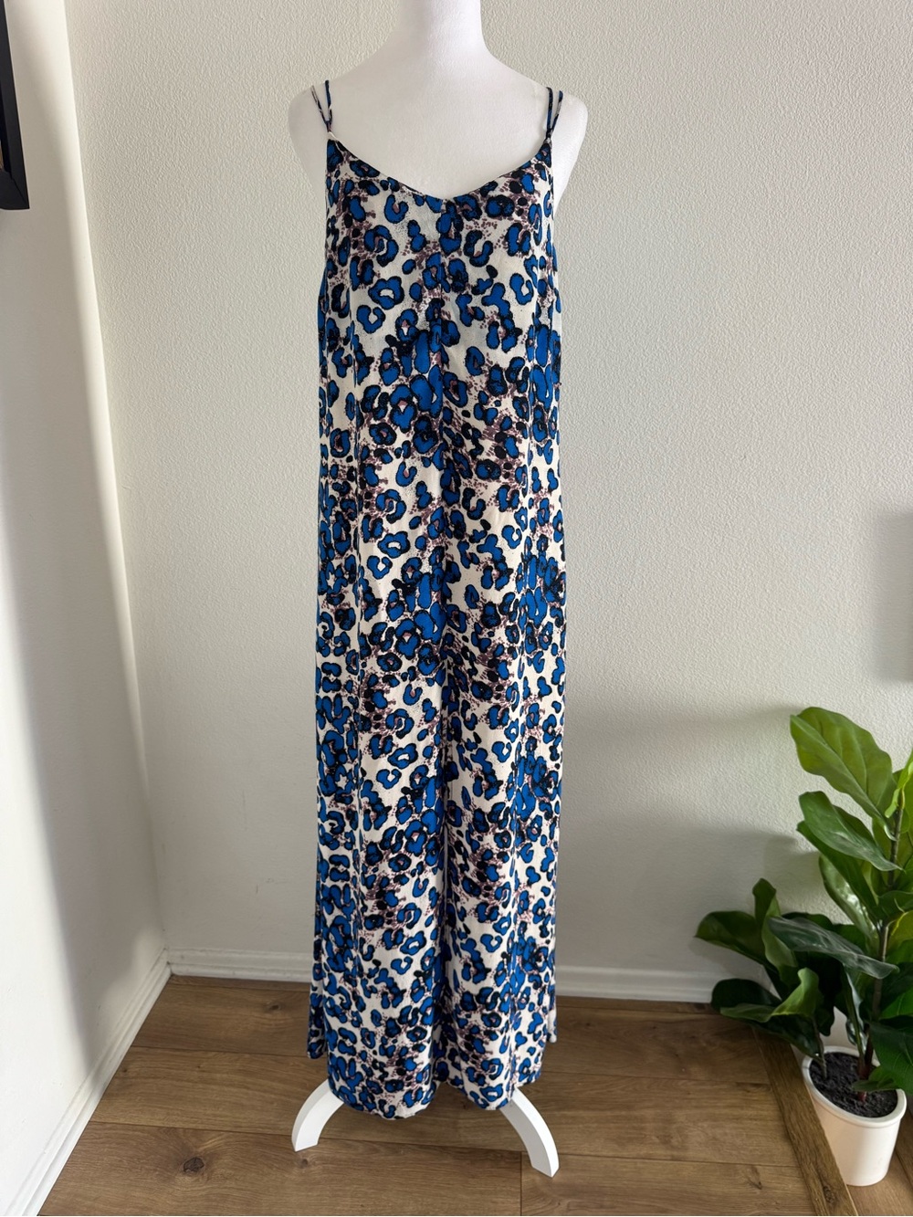 Topshop Blue Leopard Print Maxi Dress
